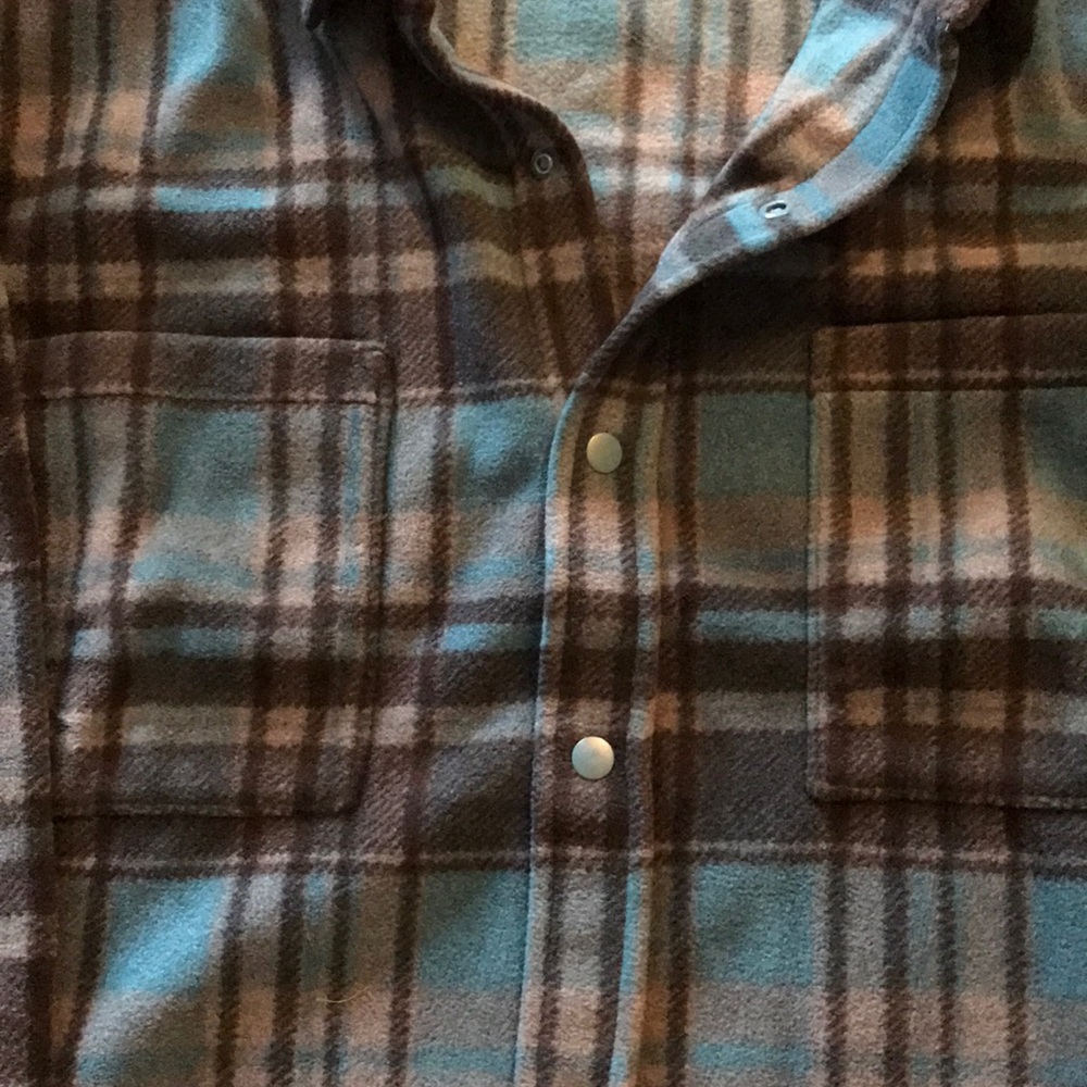 Flannel Shirt Jacket Two Pocket Snap Front - Picture 3 of 4